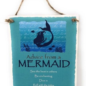 Advice from a Mermaid Inspirational 5.5x8.5 Hanging Wood Plaque Sign for Wall image 1