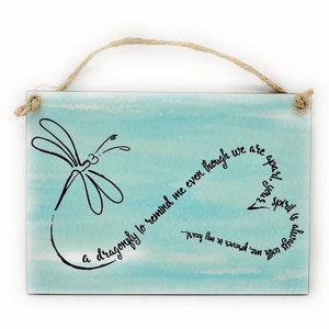 DRAGONFLY 5" x 7" Wood Hanging Remembrance Sign For Wall or Door
