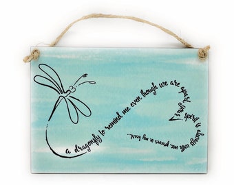 DRAGONFLY 5&quot; x 7&quot; Aluminum Hanging Remembrance Sign For Wall or Door