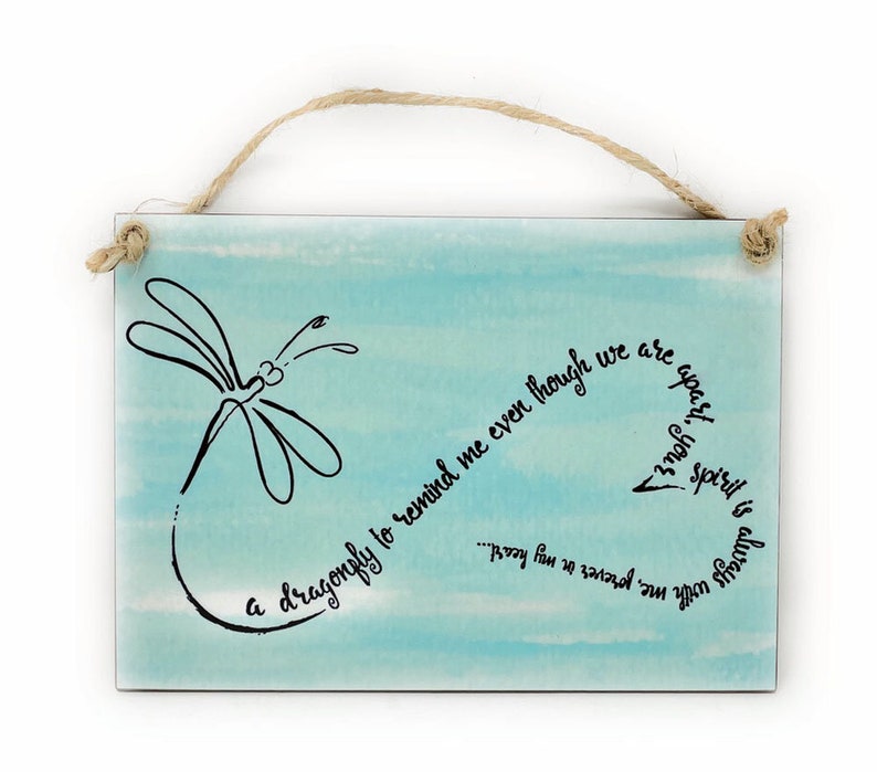 DRAGONFLY 5 x 7 Wood Hanging Remembrance Sign For Wall or Door image 1