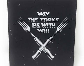 May The Forks Be With You Novelty 4x5 Wood Magnet for Refrigerator Metal Doors