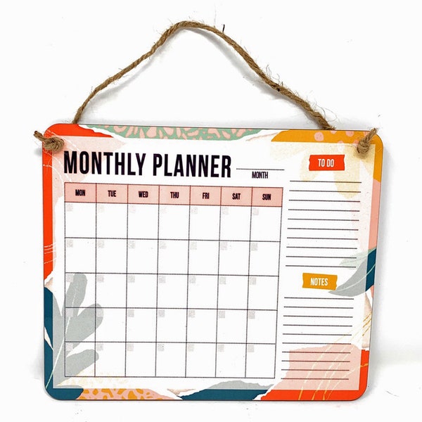 MONTHLY PLANNER Do To & Notes 9" x 7 1/2" Wood Dry Erase Board with Marker