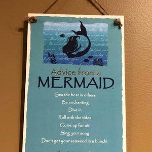 Advice from a Mermaid Inspirational 5.5x8.5 Hanging Wood Plaque Sign for Wall image 2