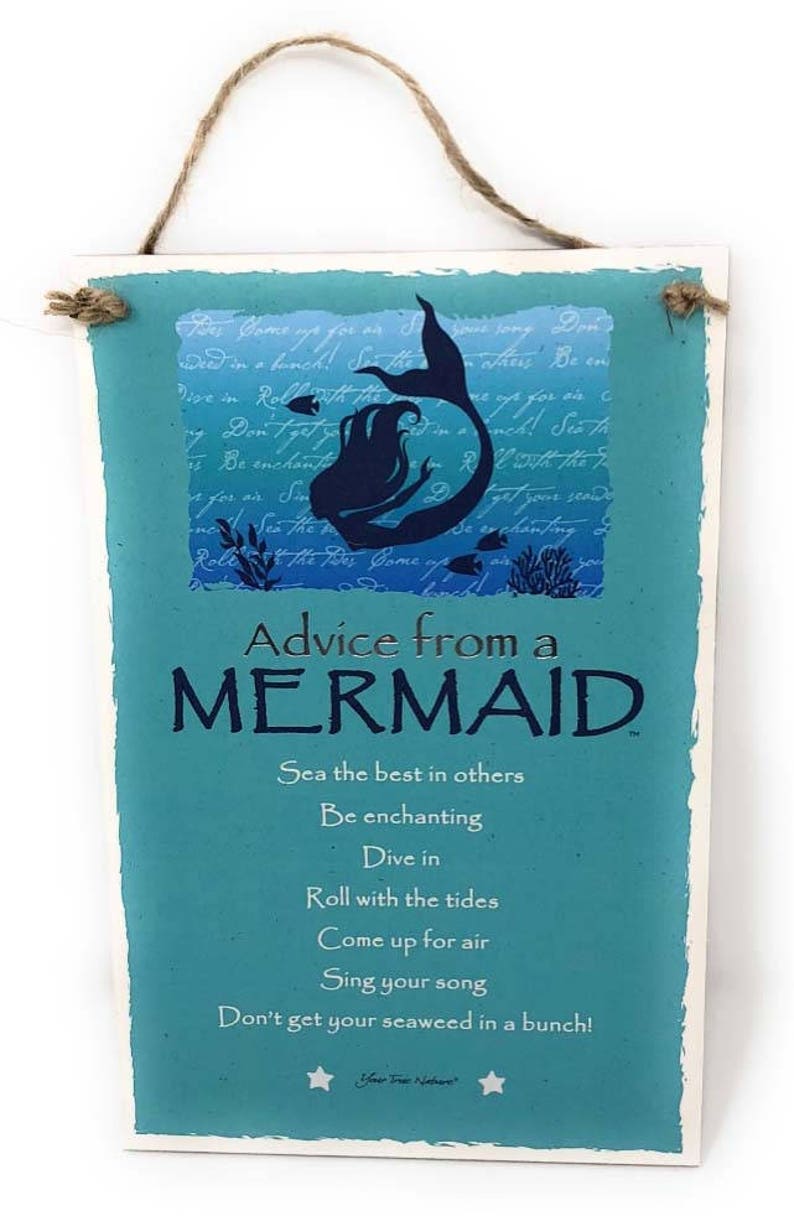 Advice from a Mermaid Inspirational 5.5x8.5 Hanging Wood Plaque Sign for Wall 画像 1