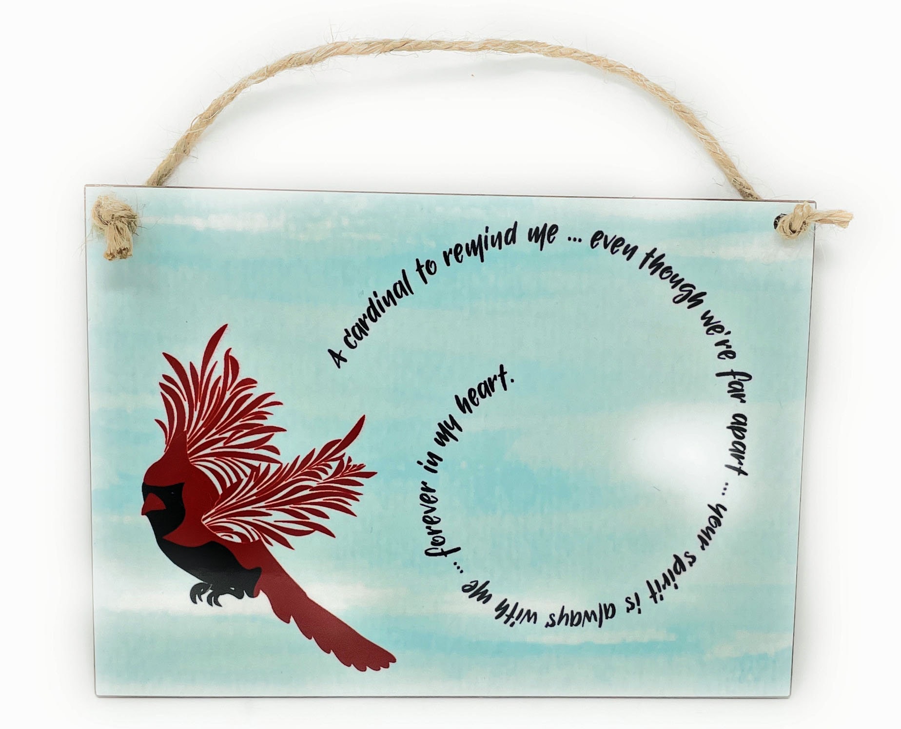 CARDINAL 5" x 7" Wood Hanging Remembrance Sign For Wall or Door