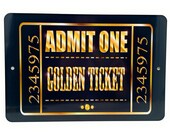 Admit One GOLDEN TICKET Movie Cinema Theatre Colorful 12"x8" Aluminum Sign