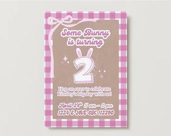 Editable Some Bunny is Turning Two Party Invite