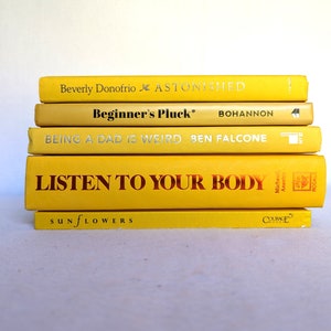 Yellow Books; Set of 5 Hardcover Books; Home or Wedding Decor; Instant Library; Book Display; Photo Prop