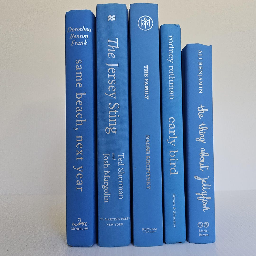 Bright Blue Hardcover Books, Set of 5, Home Decor, Instant Library - Etsy