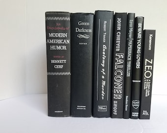 Black Books with Silver or White Lettering; Set of 7 Books; Home or Wedding Decor; Instant Library; Book Display; Photo Prop; Books by Color