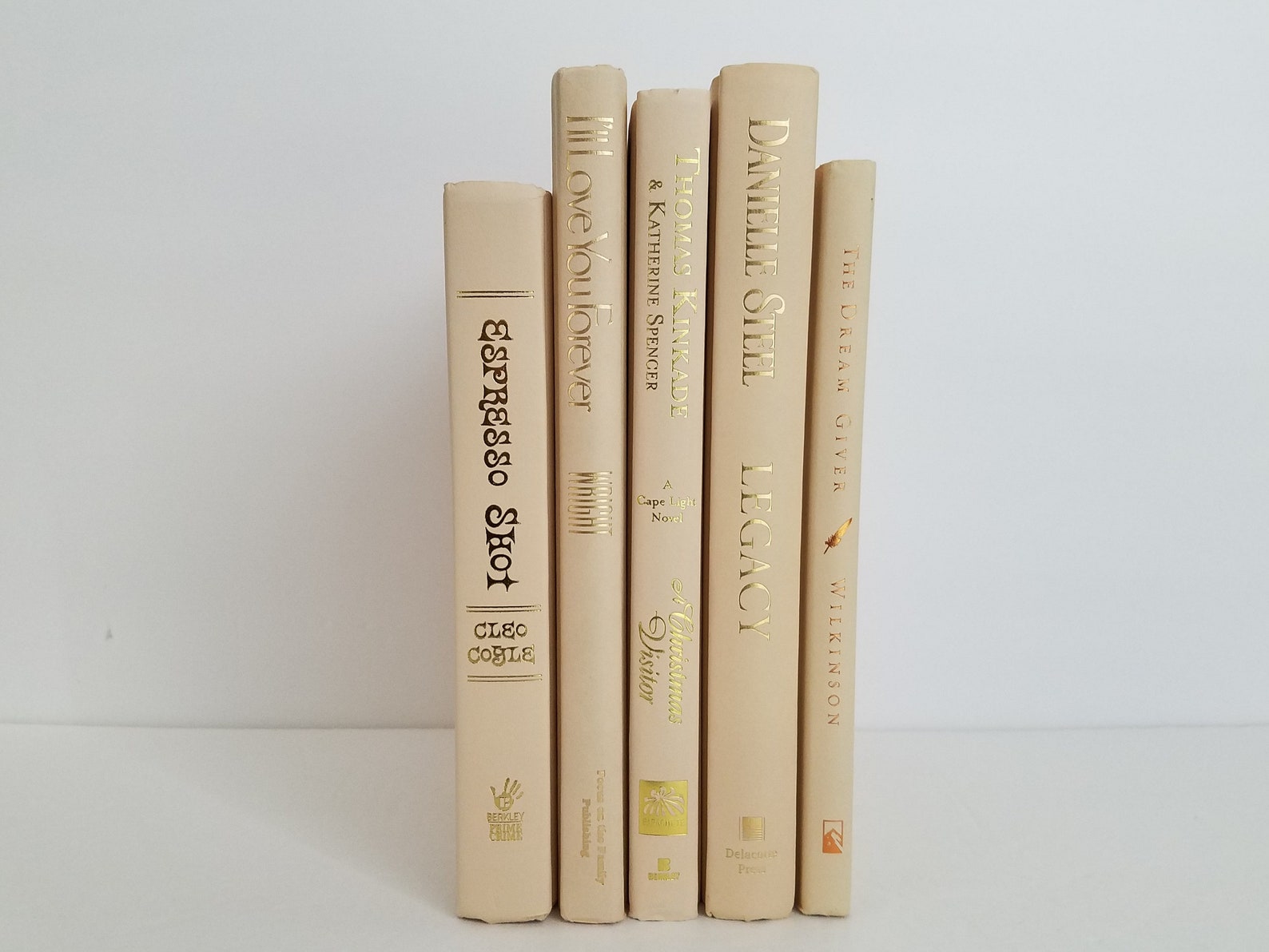 Set of 5 Ivory Books Home or Wedding Decor Instant Library Etsy