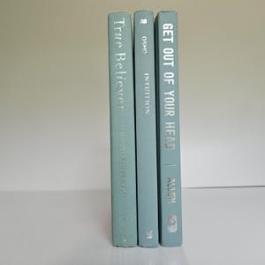 Aqua Green Hardcover Books, Set of 3, Home Decor Display