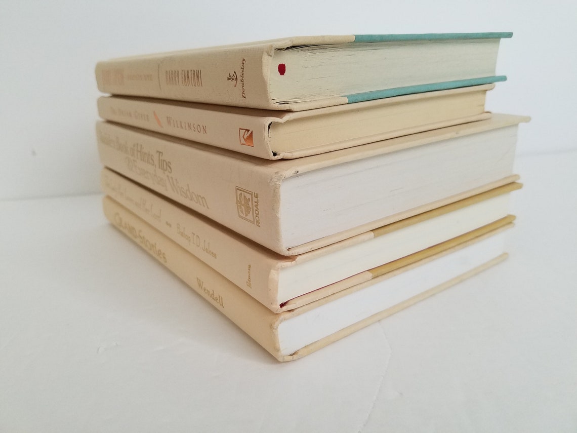 Set of 5 Ivory Books Home or Wedding Decor Instant Library Etsy