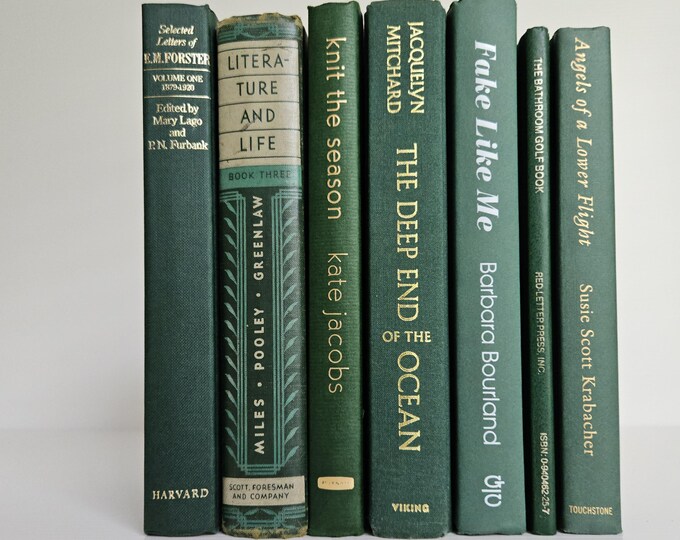 Dark Green Books; Set of 7 Books; Home or Wedding Decor; Instant ...