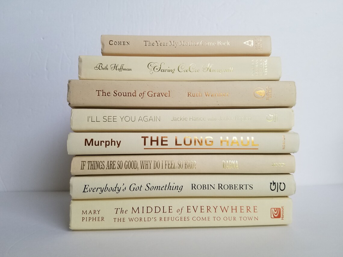Set of 8 Ivory Books Home or Wedding Decor Instant Library Etsy