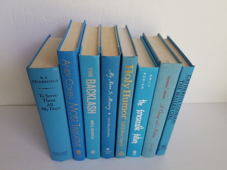 Bright Blue / Turquoise Books; Set of 8 Hardcover Books; Home or ...