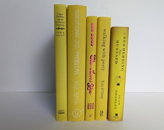 Yellow Decorative Book Set, Curated Hardbacks for Home Decor