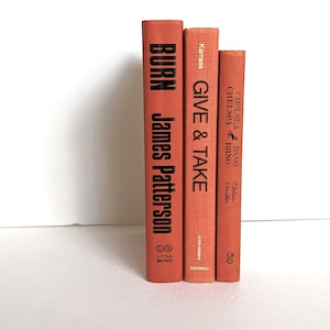Orange Books with Black Lettering; Set of 3 Hardcover Books Home or Wedding Decor; Instant Library; Book Display; Photo Prop; Books by Color