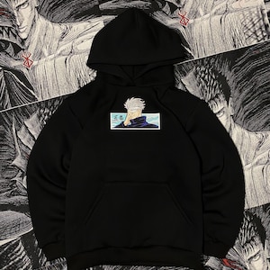 Gojo Embroidered Hoodie – Jujutsu Kaisen Anime Sweatshirt – Oversized Unisex Otaku Streetwear