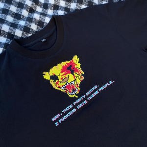 Hotline Miami Tony Mask Embroidered T-Shirt: Retro Gaming Streetwear