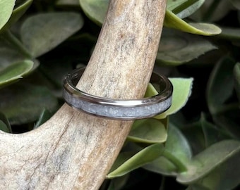 Moonstone Ring: 4mm Stackable Titanium or Tungsten Band - Minimalist Jewelry