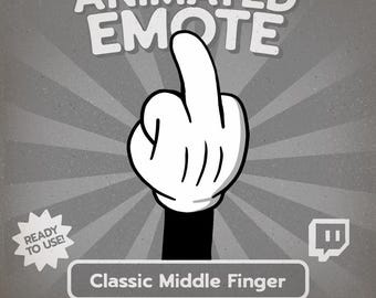 Funny Middle Finger Animated Twitch Emote: Sassy Stream Overlay (GIF Download)