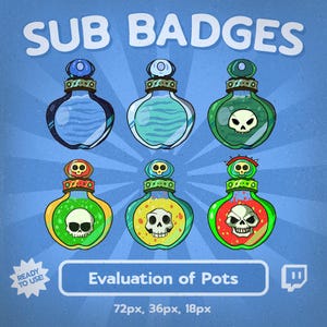 Potion Sub Badges: Magic Skull Twitch Subscriber Badges (PNG Digital Download)
