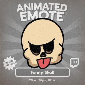 Kawaii Skull Animated Emote: Spooky Streamer Reaction (Digital Download