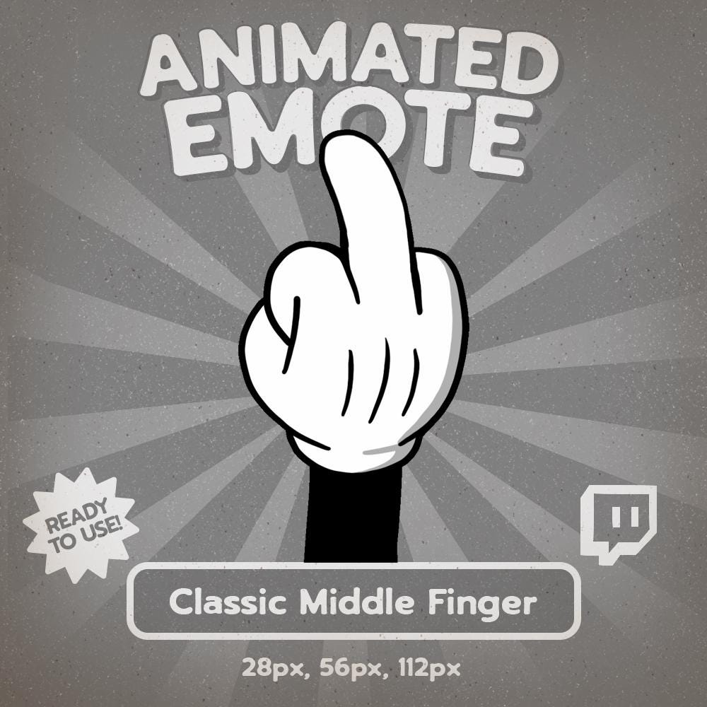 Funny Middle Finger Animated Twitch Emote: Sassy Stream Overlay (GIF ...