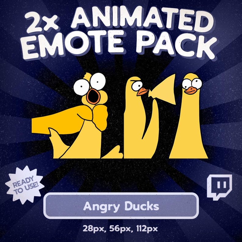Kawaii Angry Ducks Animated Emote Pack for Twitch and Discord, Funny ...