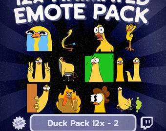 Kawaii-Enten-Emote-Paket für Twitch und Discord, 12 lustige Enten-Reaktions-GIFs, niedliche animierte Stream-Emotes für Kick