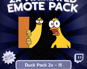 Kawaii-Enten-Emote-Paket für Twitch und Discord, GIF-Reaktionen von „Guckende Ente“ und „Schockierte Ente“, süße Stream-Emotes für Kick