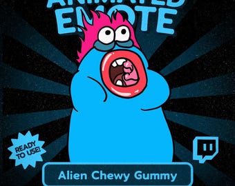 Kawaii-Alien-Gummi-Emote für Twitch und Discord, lustiges schreiendes blaues Alien-Reaktions-GIF für VTuber-Streams und Chat