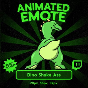 Kawaii Dino Shake Animated Emote for Twitch and Discord, Funny Dancing Dinosaur Twerk Emote for Streamers Chat Reaction
