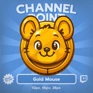 Kawaii Gold Mouse Twitch Channel Point Icon: VTuber-belöningsmärke (digital nedladdning)