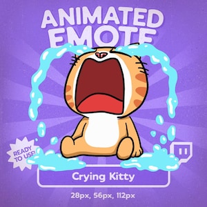 Kawaii Crying Kitty Animated Twitch Emote: Teary Cat GIF