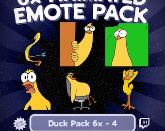 Kawaii-Enten-Emote-Paket für Twitch und Discord, lustige Entenreaktions-GIFs, geschockte, lugende und entspannte Enten-Emotes für Kick