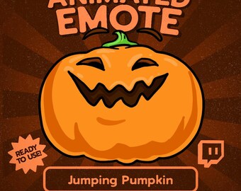 Kawaii Jumping Pumpkin Animated Twitch Emote: Spooky Halloween Discord Icon