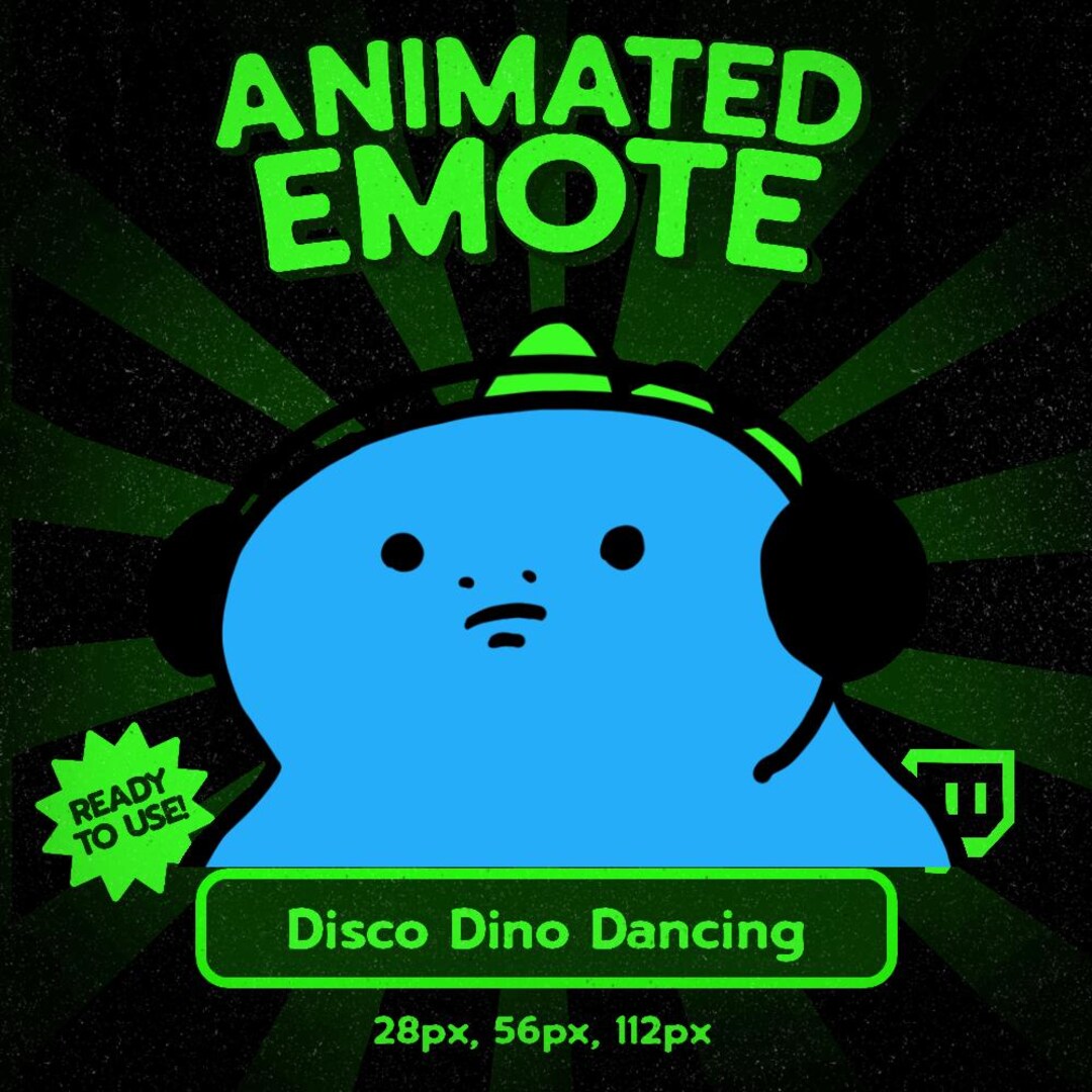 Kawaii Disco Dino Dancing Animated Emote for Twitch and Discord, Cute ...