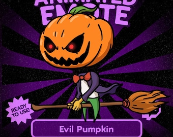 Kawaii Evil Pumpkin Animated Twitch Emote: Spooky Halloween (GIF)