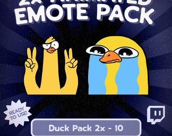Kawaii-Enten-Emote-Paket für Twitch und Discord, Peace-Ente und weinende Ente als Reaktionspaket, 2 niedliche GIF-Emotes für Kick-Streamer