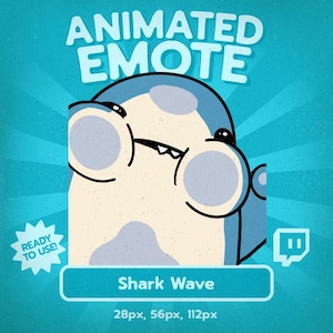 Waving Shark Animated Emote | Cute Kawaii Hello & Bye GIF for Twitch, Discord, Kick | Cool Ocean Animal Emote