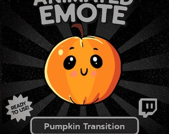 Kawaii Pumpkin Transition Animated Emote for Twitch and Discord, Cute Halloween Pumpkin Animation for Cozy or Fall Streams