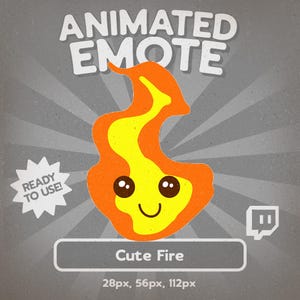 Kawaii Fire Animated Twitch Emote – Kawaii Flame GIF for Hype Reactions (28px/56px/112px)