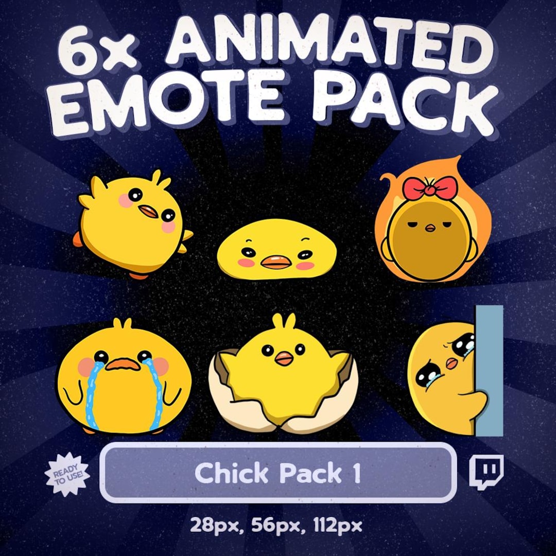 かわいいひよこのアニメーション絵文字：Twitch、Discord リアクション GIF（デジタルダウンロード）