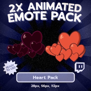Kawaii Animated Heart Emotes: Twitch & Discord Streamer Pack (GIFs)