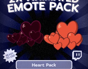 Kawaii Animated Heart Emotes: Twitch & Discord Streamer Pack (GIFs)