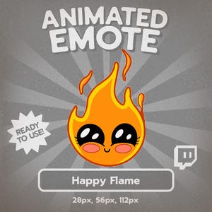 Kawaii Happy Flame Animated Emote | Cute Fire Reaction GIF for Twitch & Discord