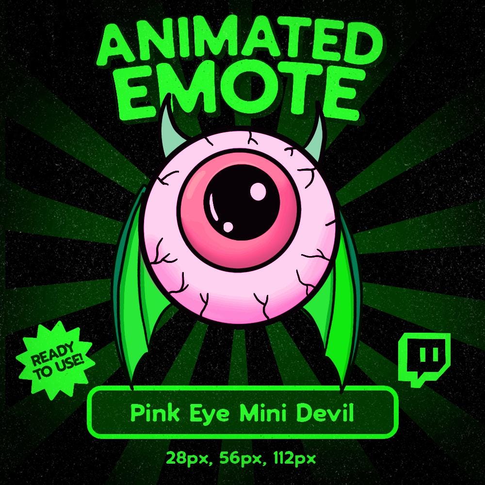 Mini Devil Insert Image Kawaii Pink Eye Mini Devil Animated Emote for Twitch and Discord ...