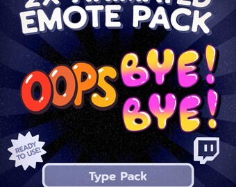 Emote animate di Twitch: reazioni testuali Kawaii Oops e Bye (download GIF)